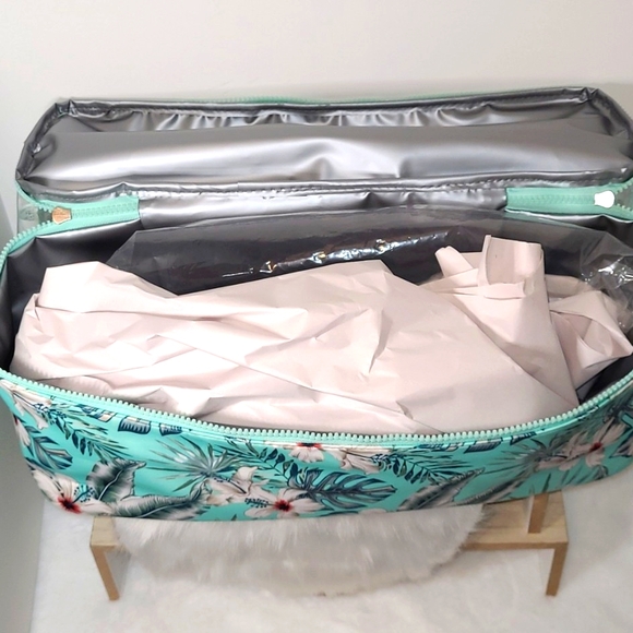 No Boundaries Aqua Verde Hawaiian Beach Zip Insulated Bottom Large Tote Bag NWT - Picture 6 of 17